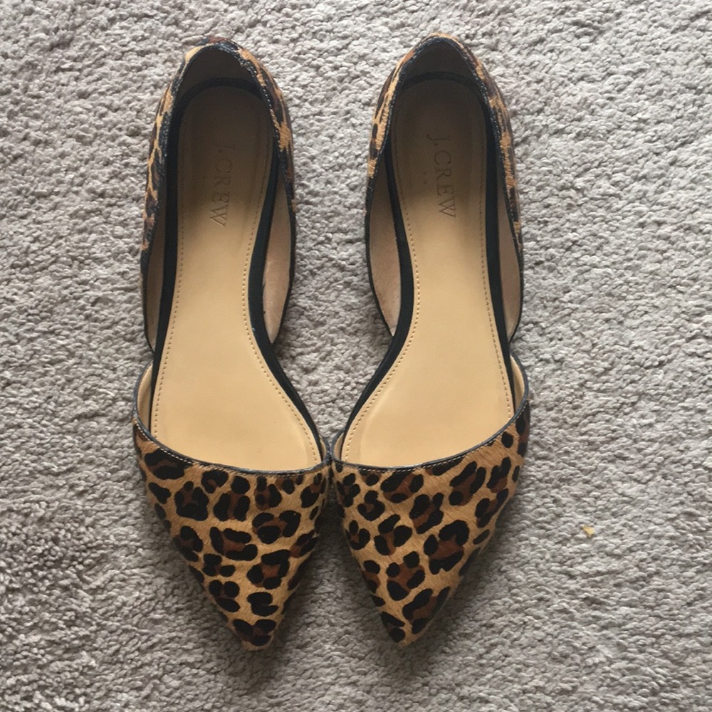 J. Crew Factory leopard hair calf flats